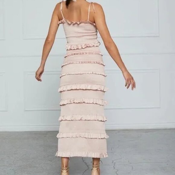 V. Chapman Pink Ruffle Midi Dress - Picture 7 of 7